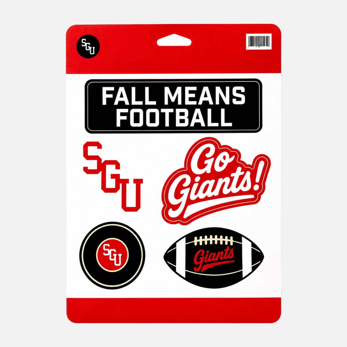 Custom school spirit sticker sheet featuring football-themed designs, team logos, and fan decals on a white background.