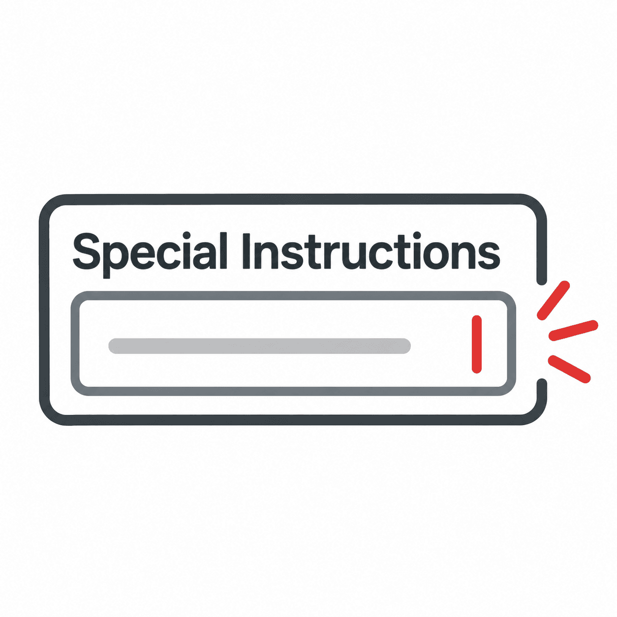Special Instructions field for requesting a custom hang tag setup.