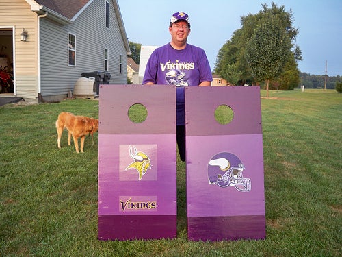 Custom-Cornhole-Boards-with-Vikings-Decals