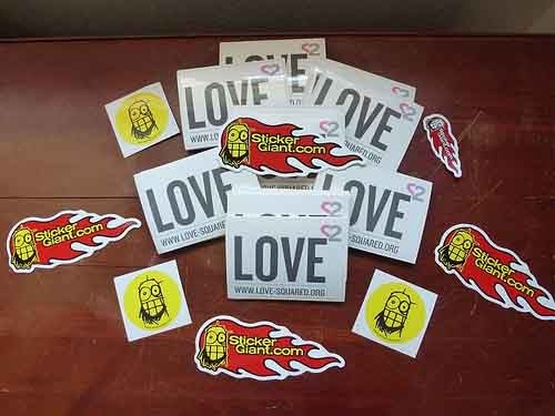 Sponsored stickers from StickerGiant for Love-Squared.org