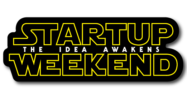 Startup Weekend logo with the tagline ‘The Idea Awakens’ in a Star Wars–inspired style.