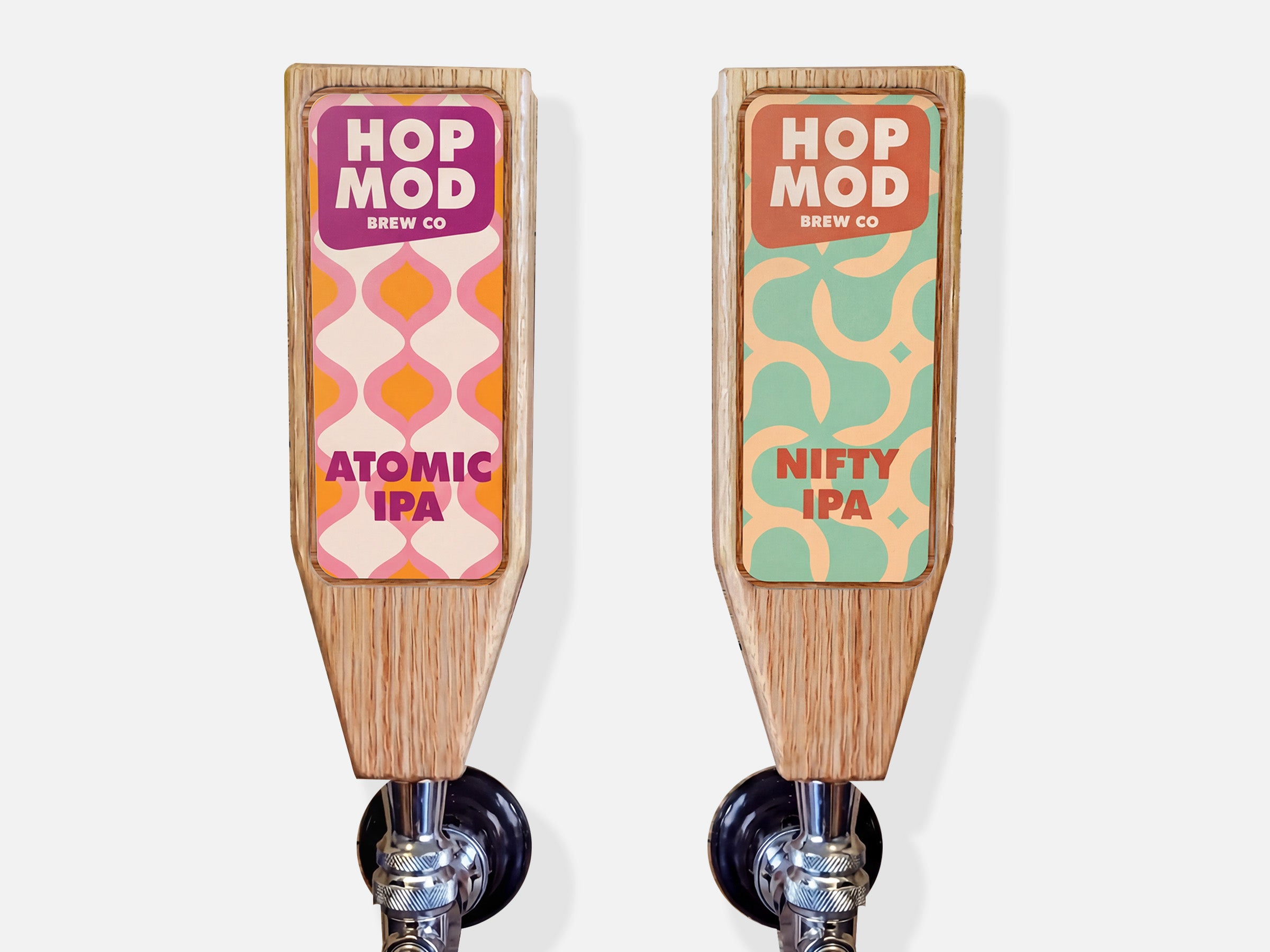 Custom brewery stickers used for taproom promotions and brand merchandise.